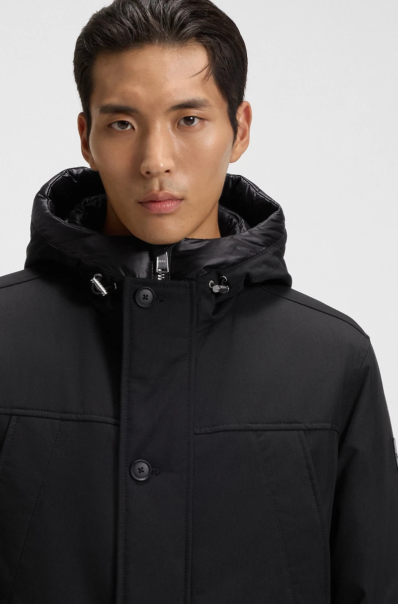 Down-filled jacket with water-repellent finish