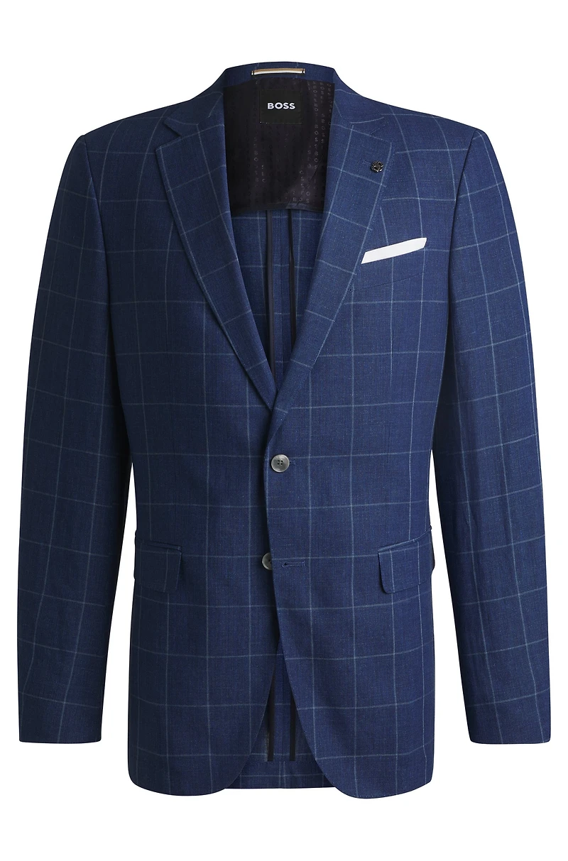 Slim-fit jacket a checked linen blend