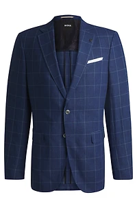 Slim-fit jacket a checked linen blend