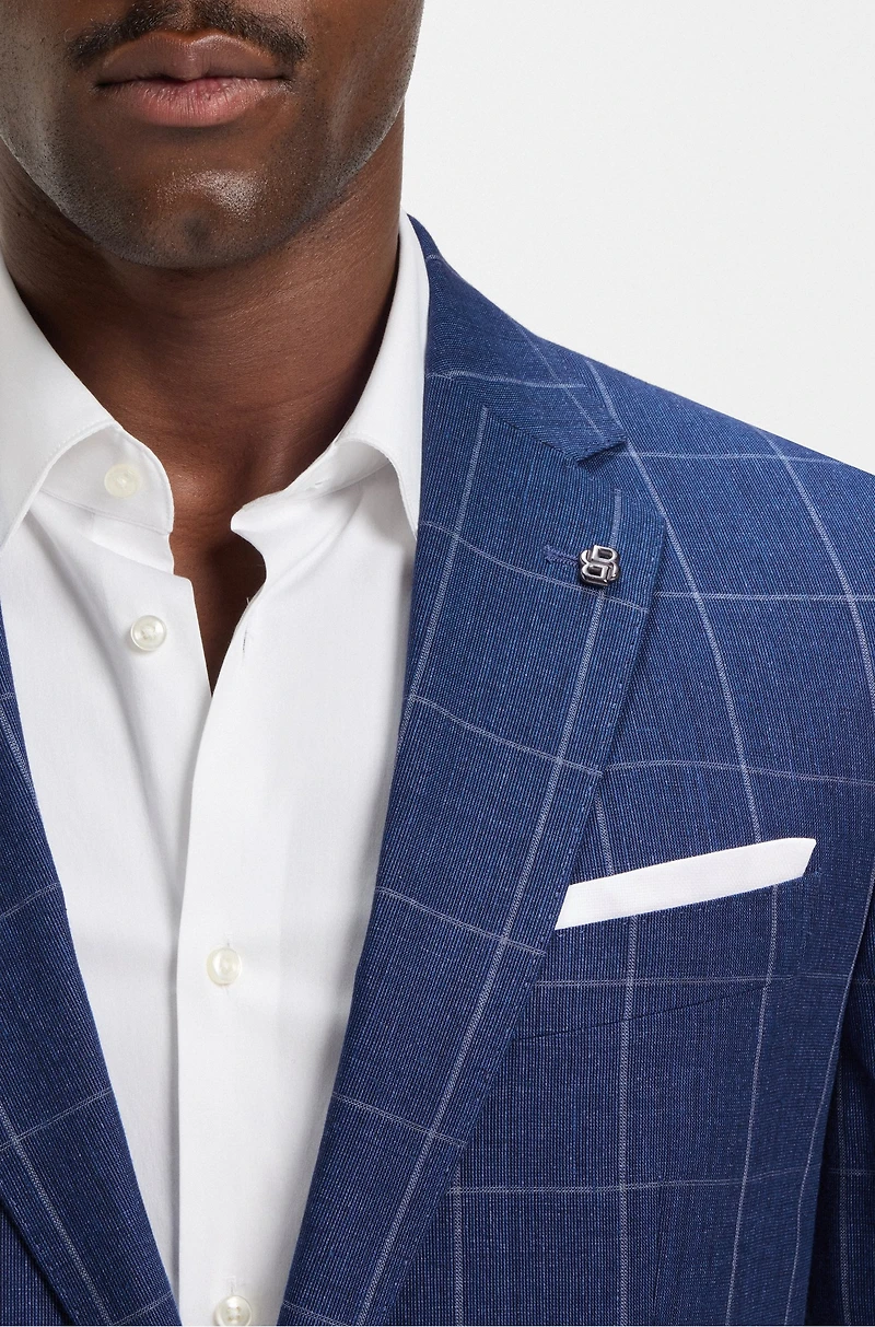 Slim-fit jacket a checked linen blend