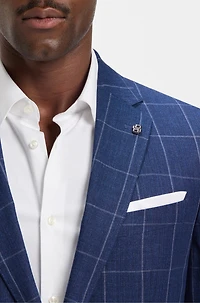 Slim-fit jacket a checked linen blend
