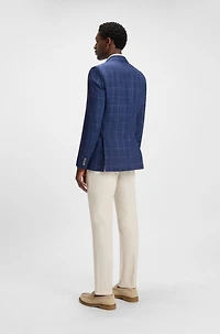 Slim-fit jacket a checked linen blend