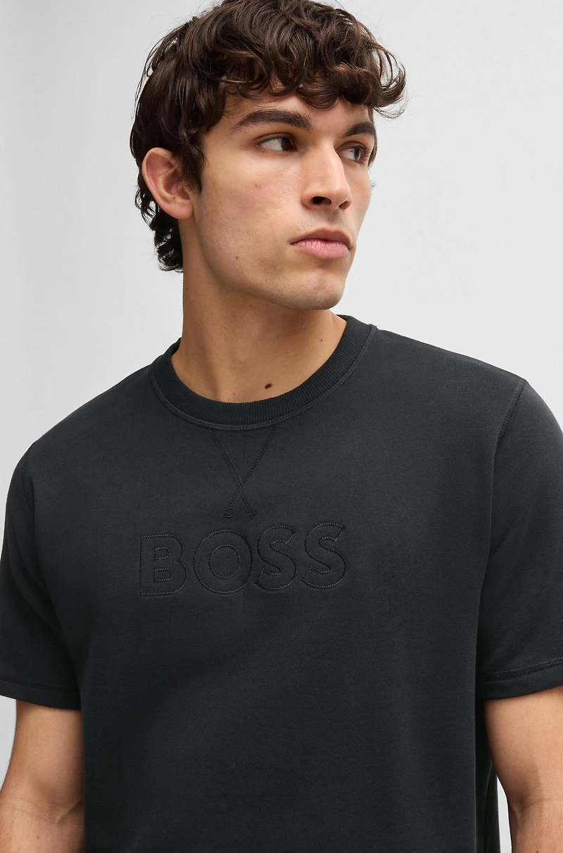 Cotton-terry T-shirt with embroidered logo