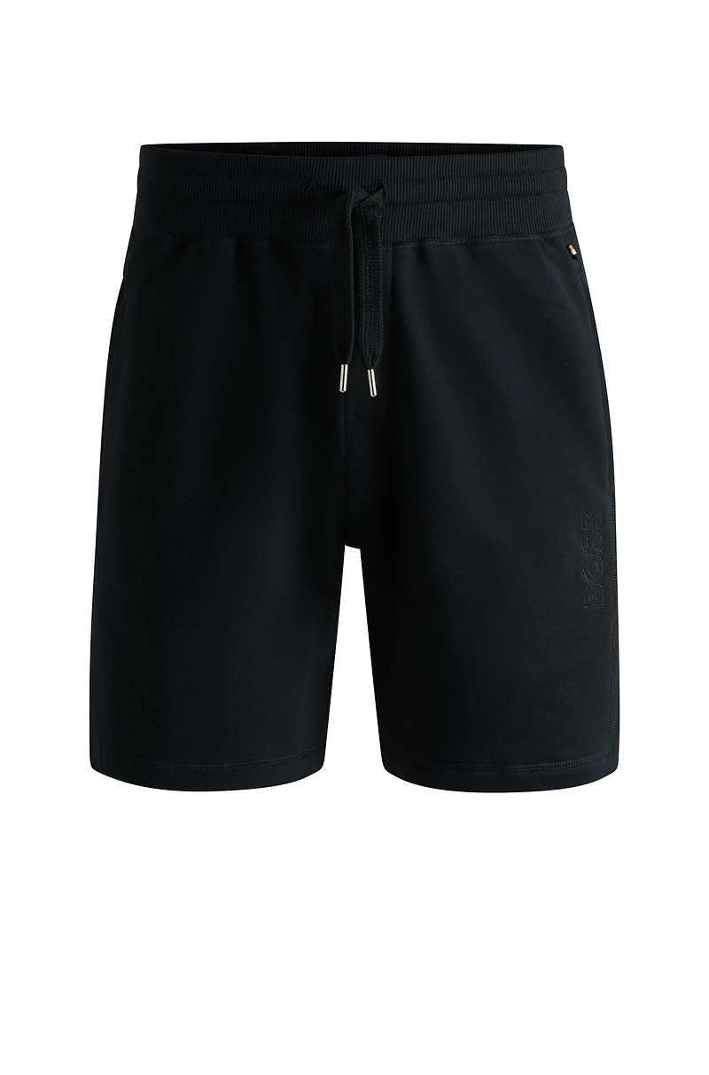 Cotton-terry shorts with outline logo embroidery