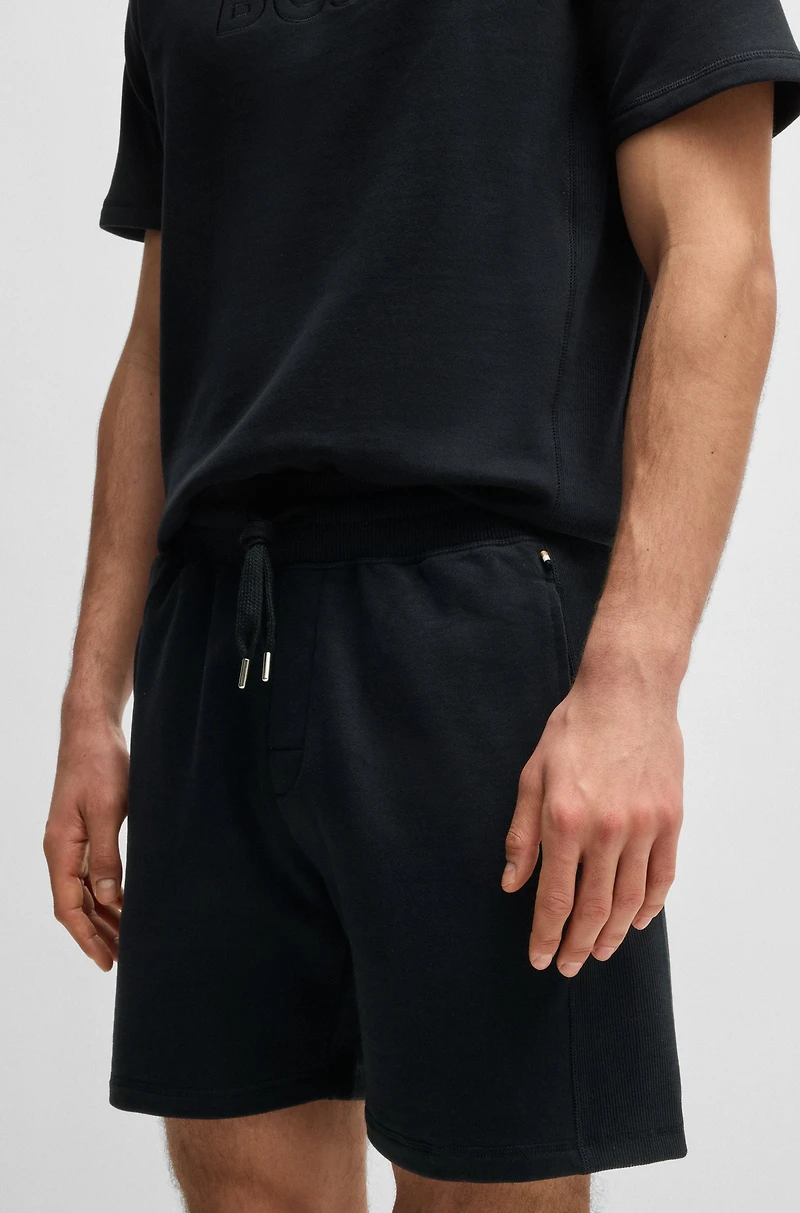 Cotton-terry shorts with outline logo embroidery