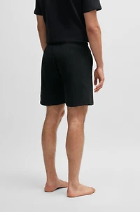 Cotton-terry shorts with outline logo embroidery