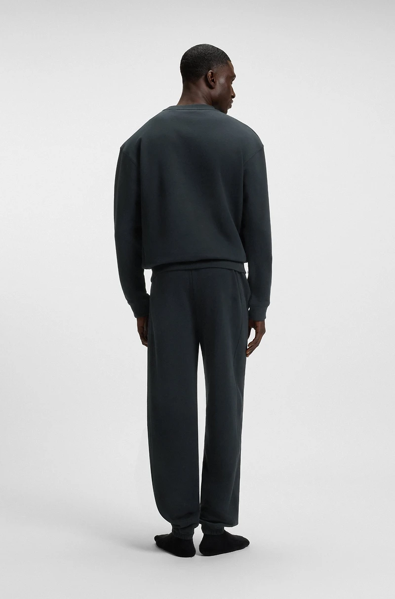 Cotton-terry tracksuit bottoms with embroidered logo