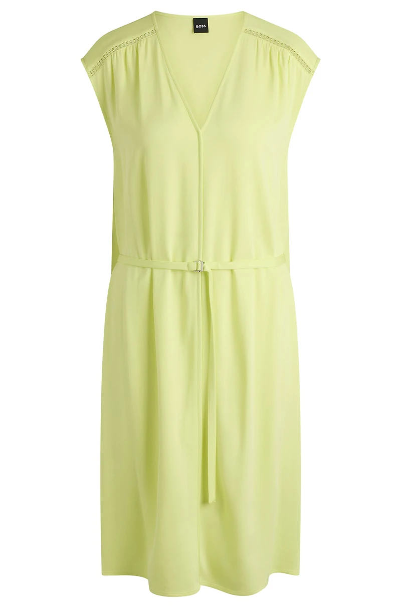 V-neck dress with integrated belt