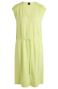 V-neck dress with integrated belt