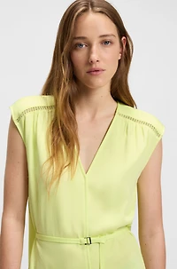 V-neck dress with integrated belt