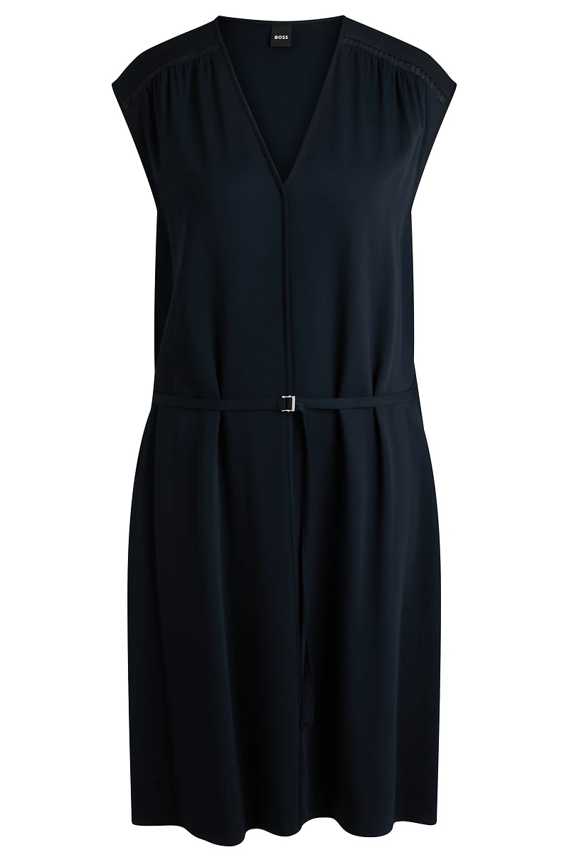 V-neck dress with integrated belt