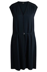 V-neck dress with integrated belt
