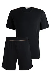 Stretch-jersey pajamas with overlock stitching