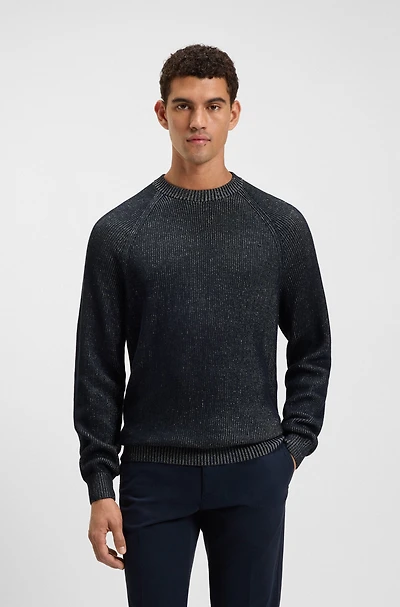 Cotton-linen sweater with striped knit