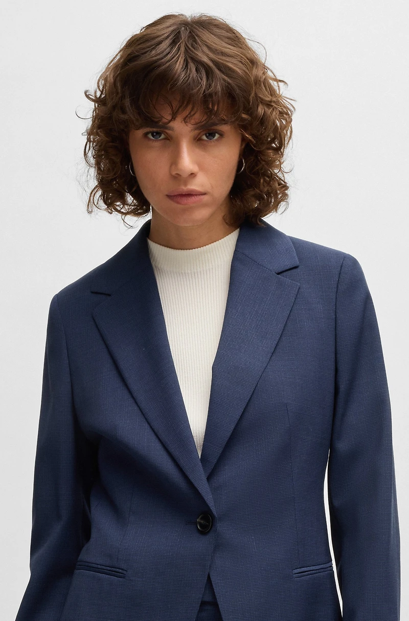Regular-fit blazer micro-check virgin wool