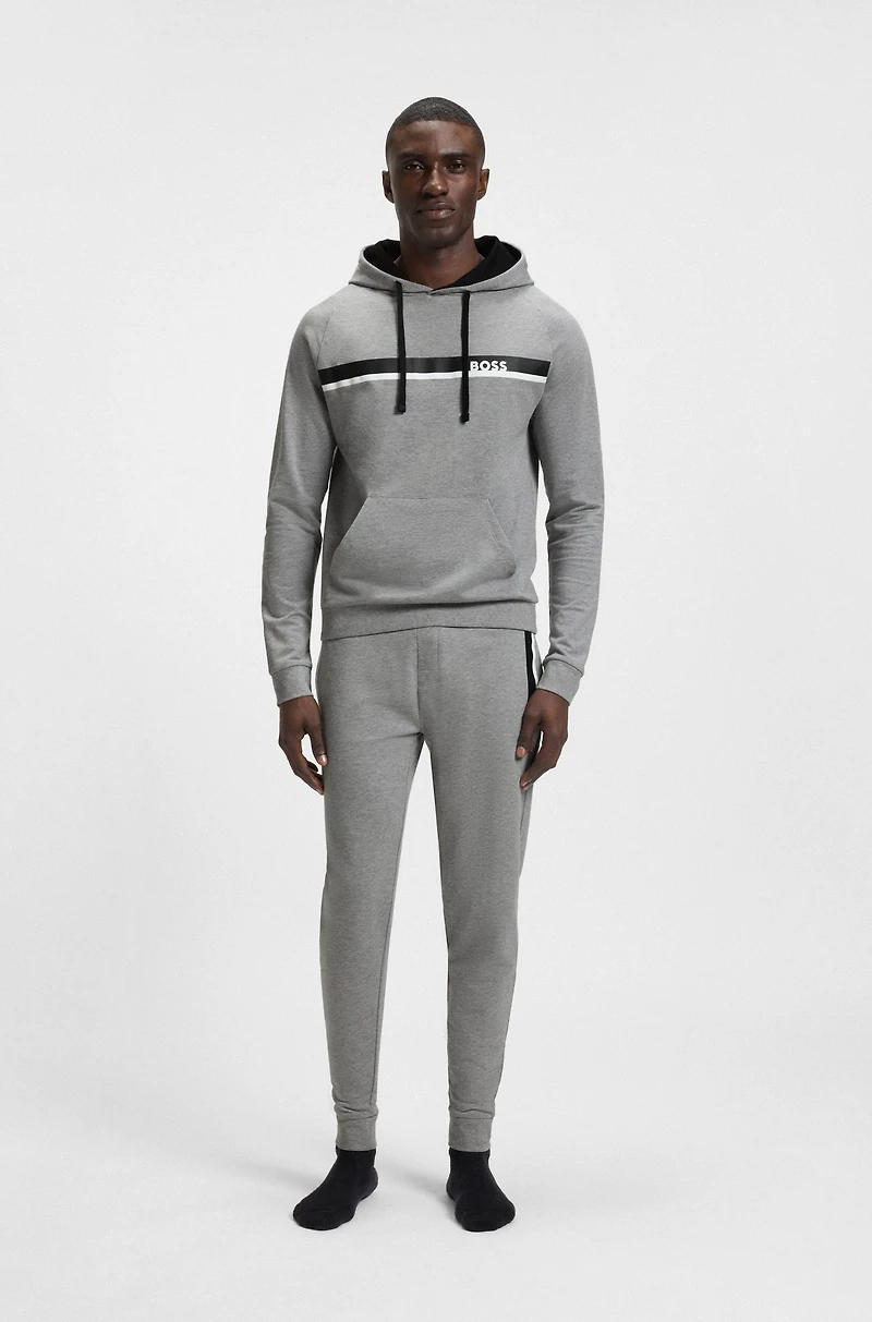 Cotton-terry tracksuit bottoms with stripe print