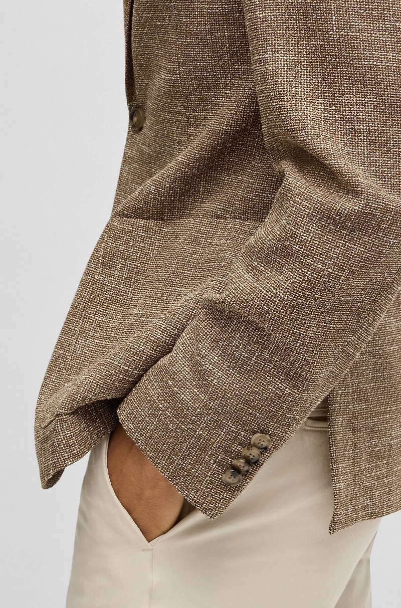 Regular-fit blazer micro-patterned stretch tweed