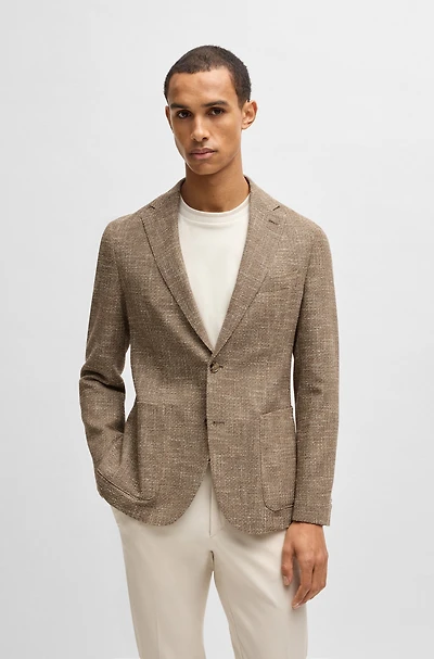 Regular-fit blazer micro-patterned stretch tweed