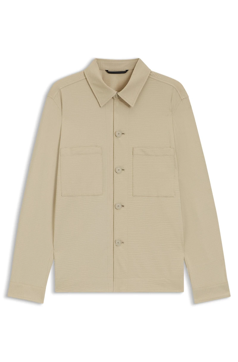 Relaxed-fit overshirt stretch seersucker