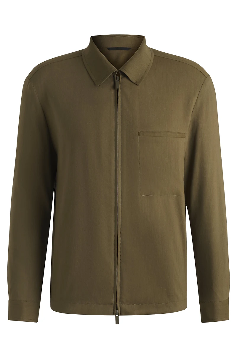 Relaxed-fit zipped overshirt a linen blend