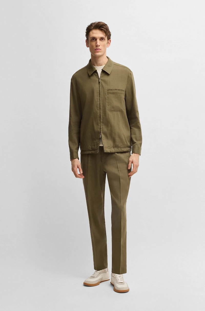 Relaxed-fit zipped overshirt a linen blend