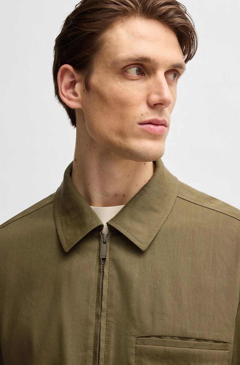 Relaxed-fit zipped overshirt a linen blend