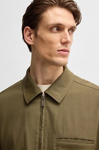Relaxed-fit zipped overshirt a linen blend