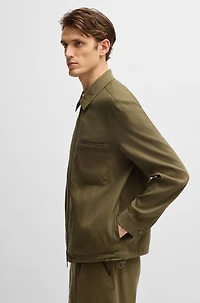 Relaxed-fit zipped overshirt a linen blend