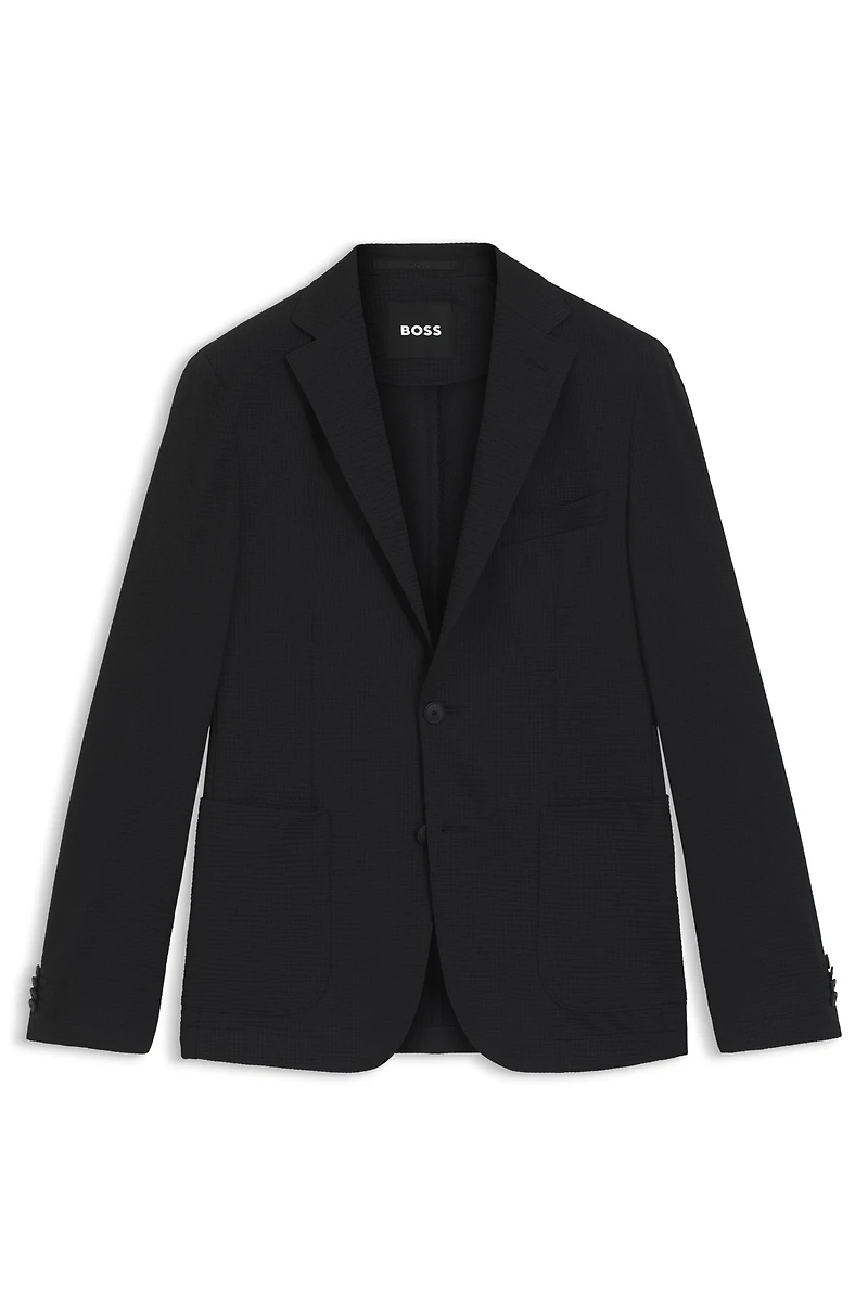 Slim-fit suit jacket stretch seersucker