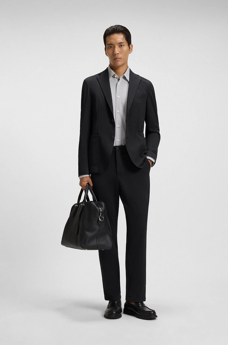 Slim-fit suit jacket stretch seersucker