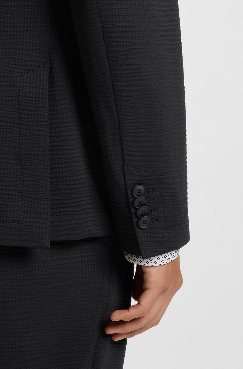 Slim-fit suit jacket stretch seersucker
