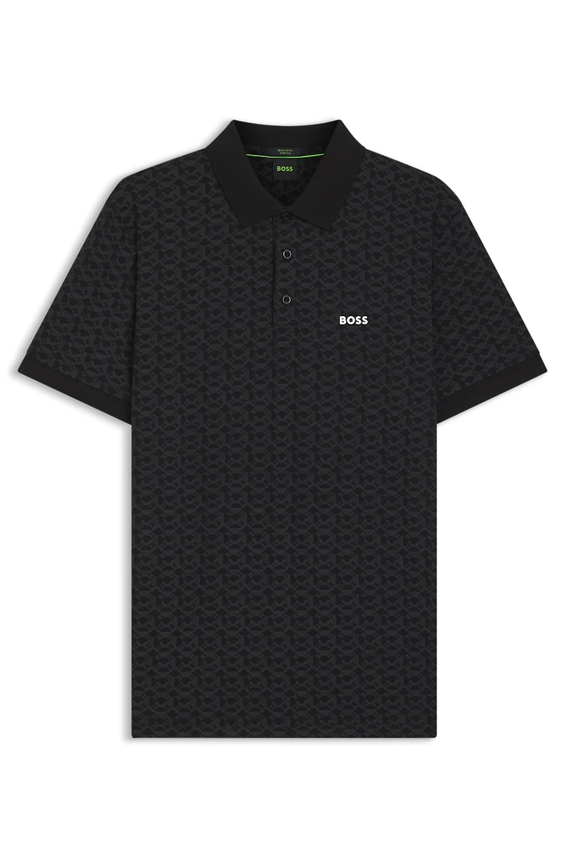 Paddy polo shirt stretch cotton with printed pattern