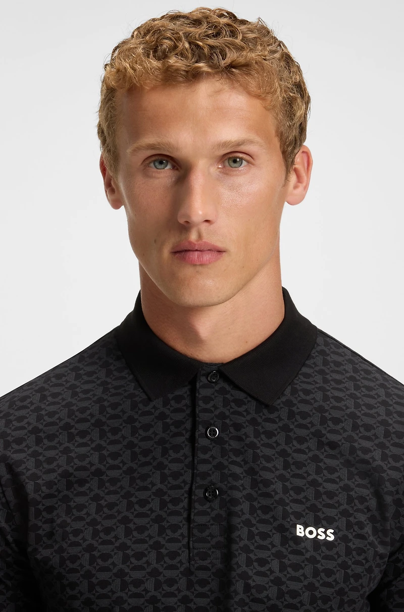 Paddy polo shirt stretch cotton with printed pattern