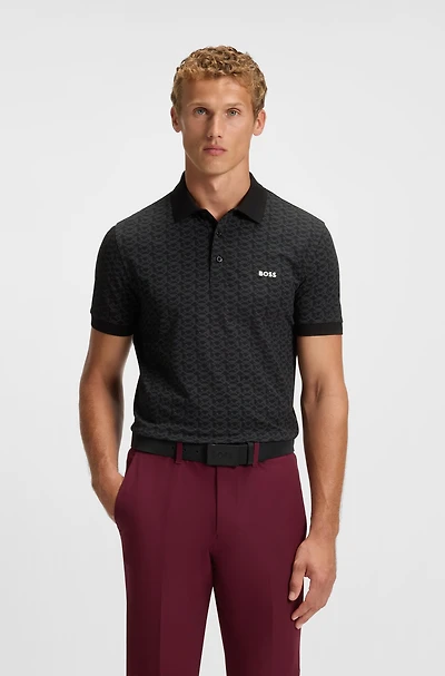 Paddy polo shirt stretch cotton with printed pattern