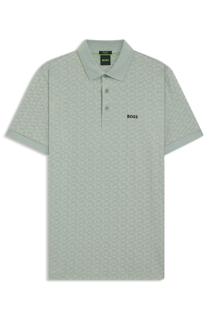 Paddy polo shirt stretch cotton with printed pattern