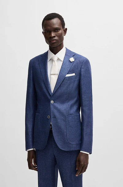 Slim-fit blazer micro-patterned fabric