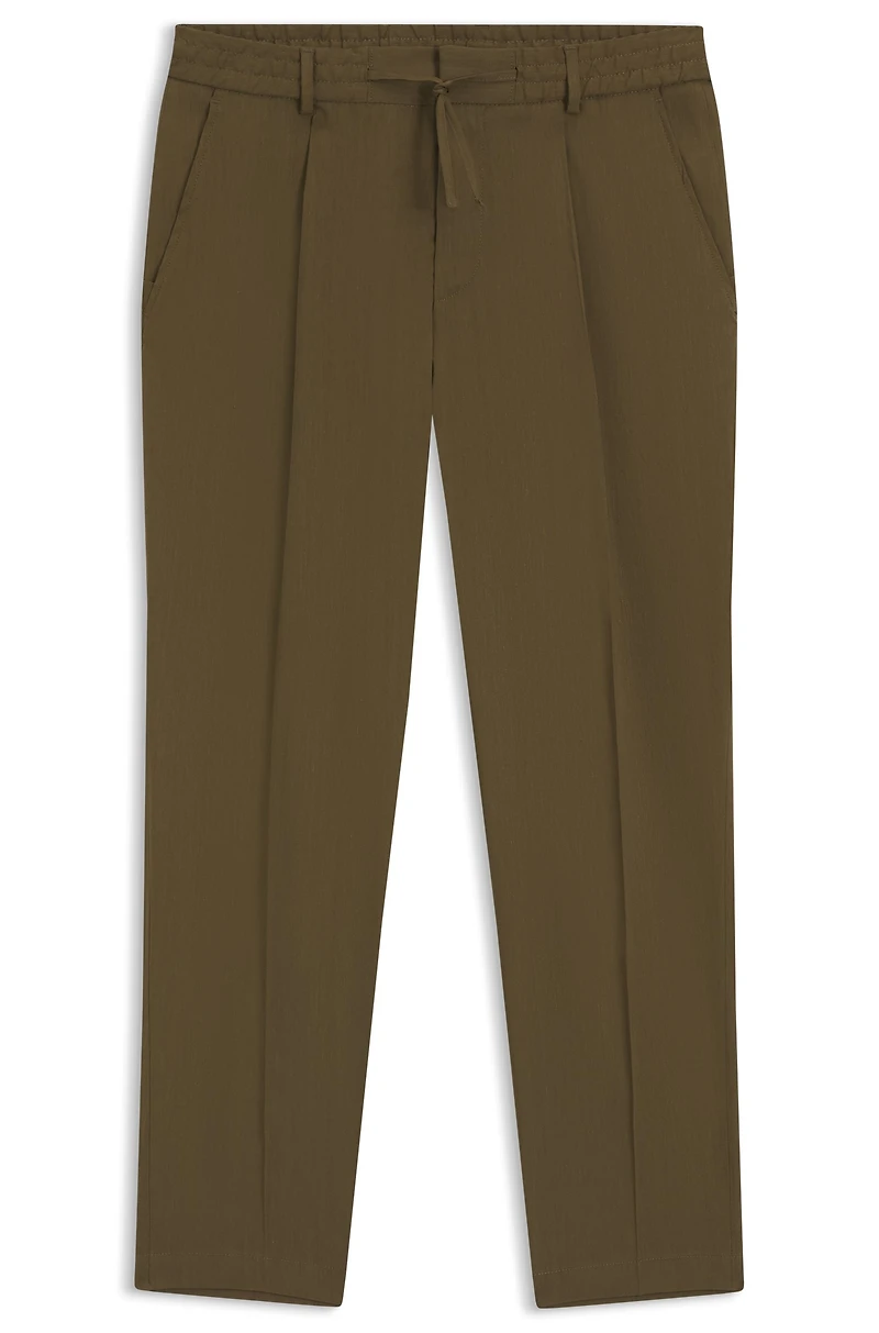 Tapered-fit machine-washable tailored trousers a linen blend
