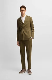 Tapered-fit machine-washable tailored trousers a linen blend