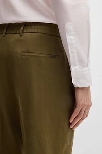 Tapered-fit machine-washable tailored trousers a linen blend