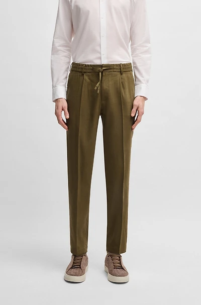 Tapered-fit machine-washable tailored trousers a linen blend