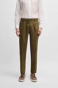 Tapered-fit machine-washable tailored trousers a linen blend