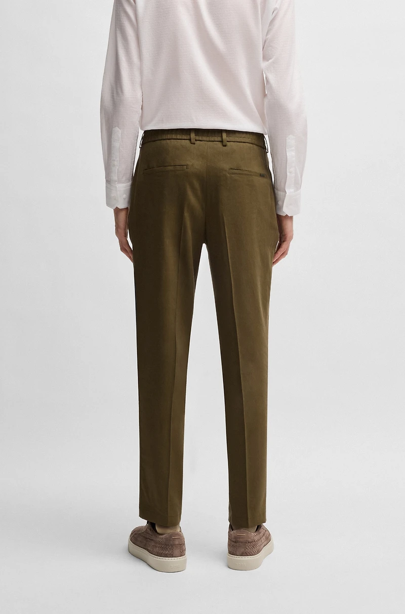 Tapered-fit machine-washable tailored trousers a linen blend