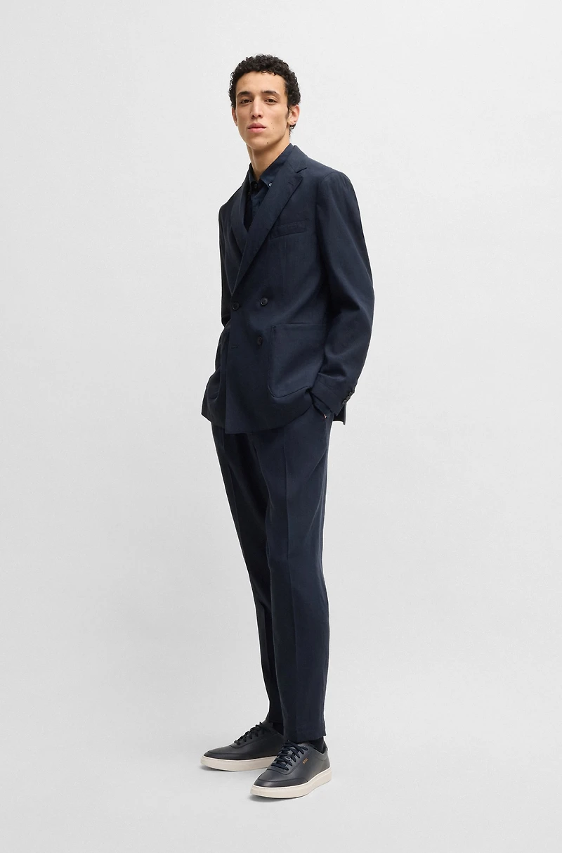 Tapered-fit machine-washable tailored trousers a linen blend