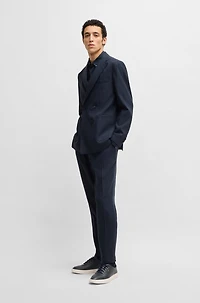 Tapered-fit machine-washable tailored trousers a linen blend