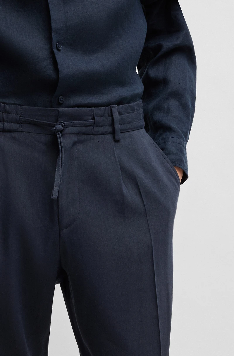 Tapered-fit machine-washable tailored trousers a linen blend