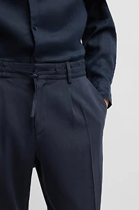 Tapered-fit machine-washable tailored trousers a linen blend
