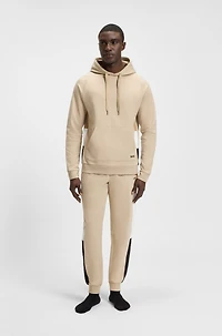Cotton-terry hoodie with stripe panels