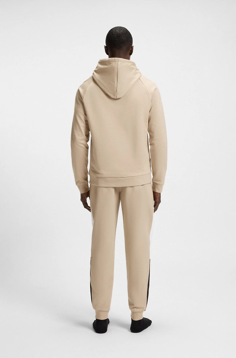 Cotton-terry hoodie with stripe panels