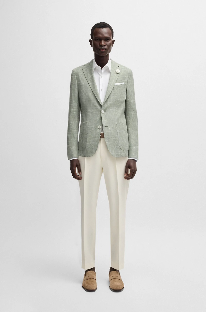 Slim-fit blazer micro-patterned fabric