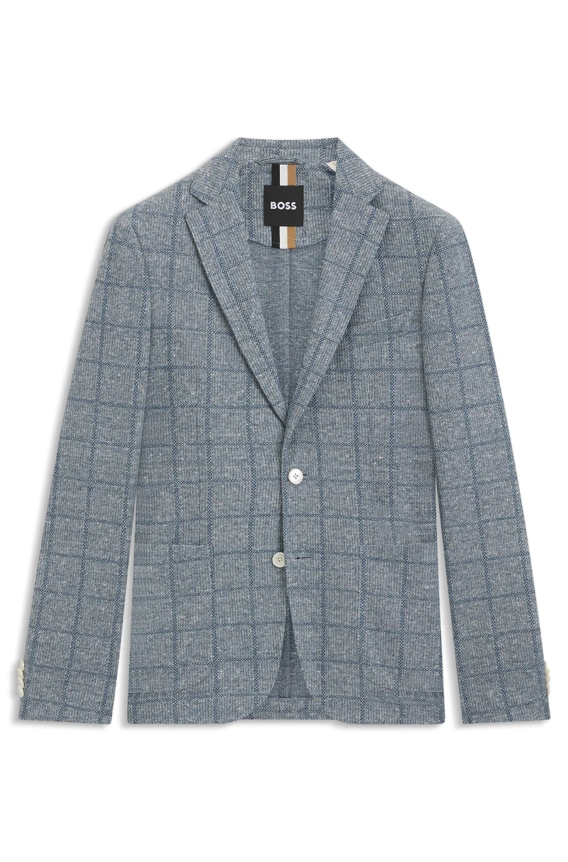 Slim-fit blazer checked stretch fabric